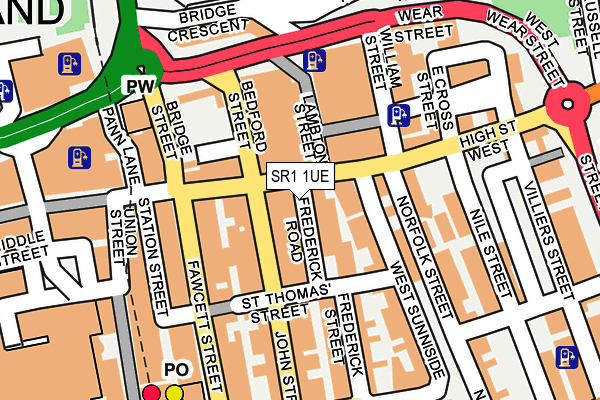 SR1 1UE map - OS OpenMap – Local (Ordnance Survey)