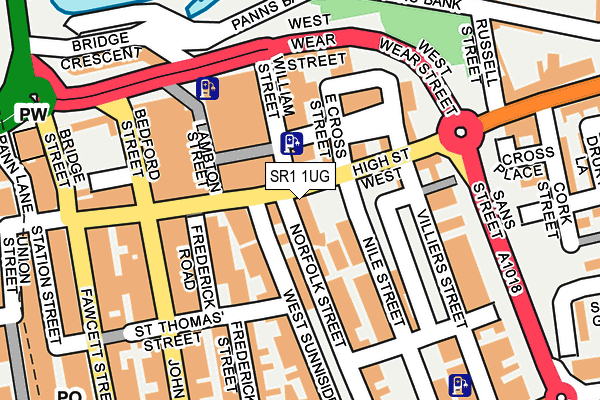 SR1 1UG map - OS OpenMap – Local (Ordnance Survey)