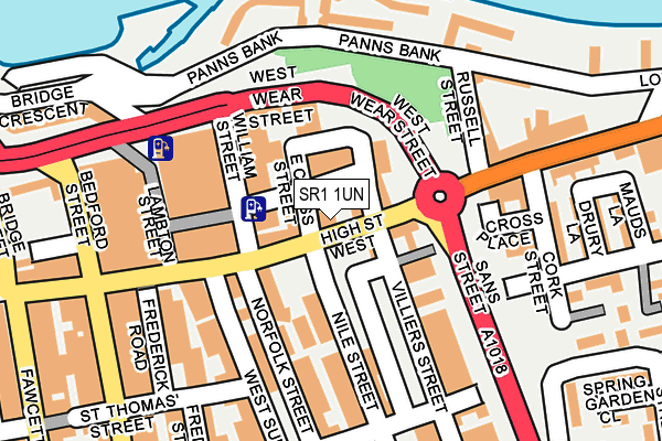 SR1 1UN map - OS OpenMap – Local (Ordnance Survey)