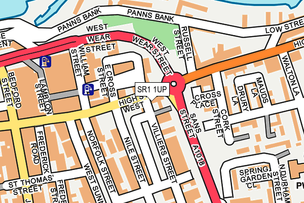 SR1 1UP map - OS OpenMap – Local (Ordnance Survey)