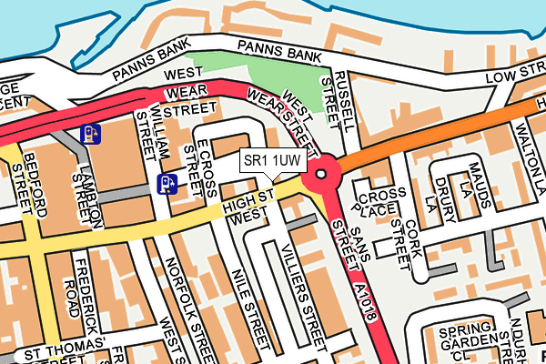 SR1 1UW map - OS OpenMap – Local (Ordnance Survey)