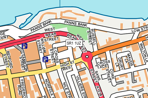 SR1 1UZ map - OS OpenMap – Local (Ordnance Survey)