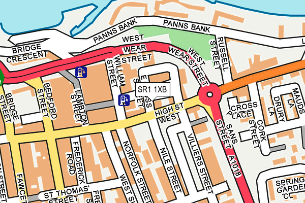 SR1 1XB map - OS OpenMap – Local (Ordnance Survey)