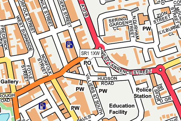 SR1 1XW map - OS OpenMap – Local (Ordnance Survey)