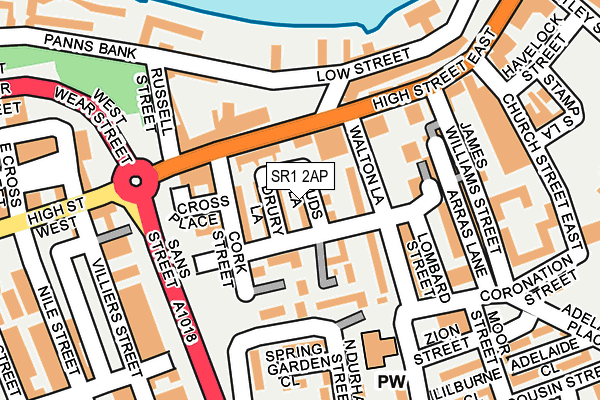 SR1 2AP map - OS OpenMap – Local (Ordnance Survey)