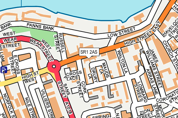 SR1 2AS map - OS OpenMap – Local (Ordnance Survey)