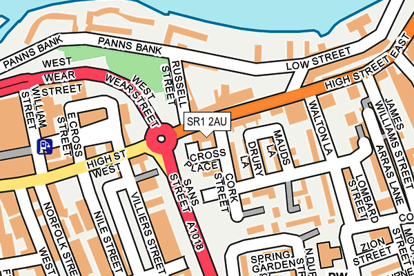 SR1 2AU map - OS OpenMap – Local (Ordnance Survey)