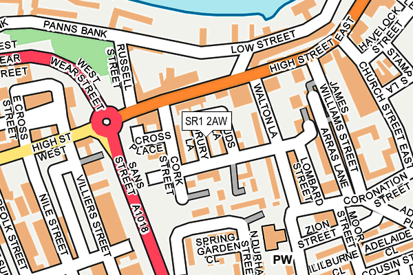 SR1 2AW map - OS OpenMap – Local (Ordnance Survey)