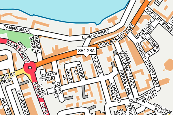 SR1 2BA map - OS OpenMap – Local (Ordnance Survey)