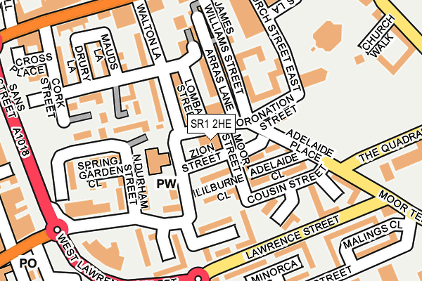 SR1 2HE map - OS OpenMap – Local (Ordnance Survey)