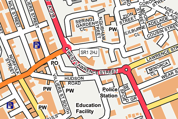 SR1 2HJ map - OS OpenMap – Local (Ordnance Survey)