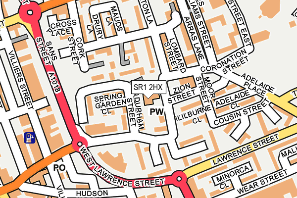 SR1 2HX map - OS OpenMap – Local (Ordnance Survey)