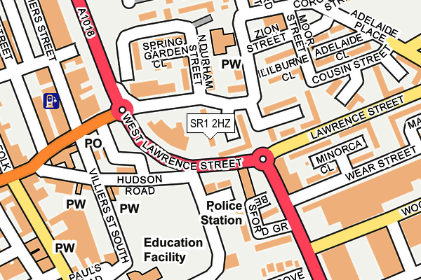 SR1 2HZ map - OS OpenMap – Local (Ordnance Survey)
