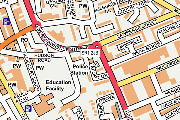 SR1 2JB map - OS OpenMap – Local (Ordnance Survey)