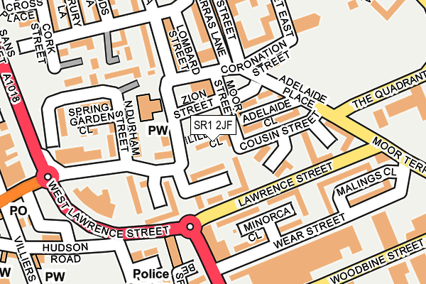 SR1 2JF map - OS OpenMap – Local (Ordnance Survey)