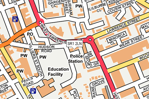 SR1 2LN map - OS OpenMap – Local (Ordnance Survey)