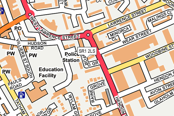 SR1 2LS map - OS OpenMap – Local (Ordnance Survey)