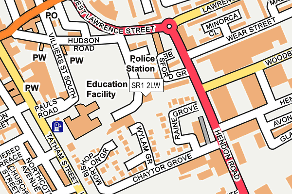 SR1 2LW map - OS OpenMap – Local (Ordnance Survey)