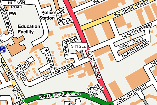 SR1 2LZ map - OS OpenMap – Local (Ordnance Survey)