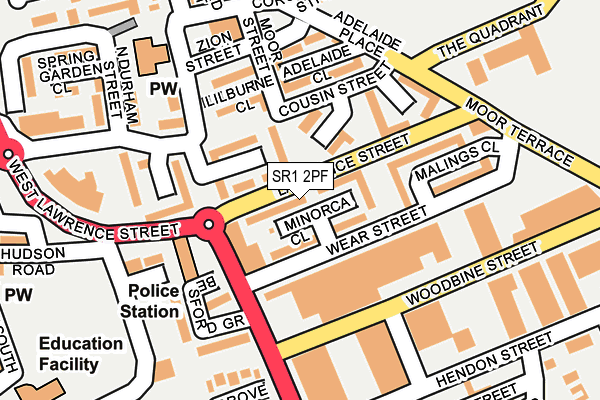 SR1 2PF map - OS OpenMap – Local (Ordnance Survey)