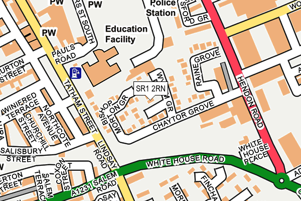 SR1 2RN map - OS OpenMap – Local (Ordnance Survey)