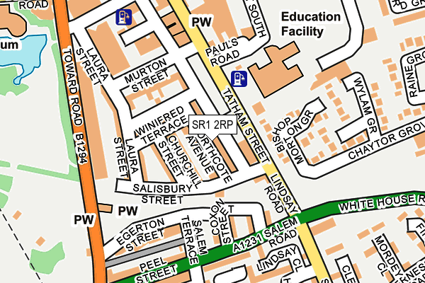 SR1 2RP map - OS OpenMap – Local (Ordnance Survey)