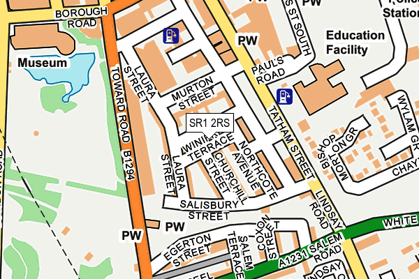 SR1 2RS map - OS OpenMap – Local (Ordnance Survey)