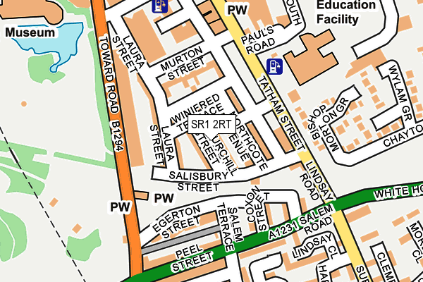 SR1 2RT map - OS OpenMap – Local (Ordnance Survey)