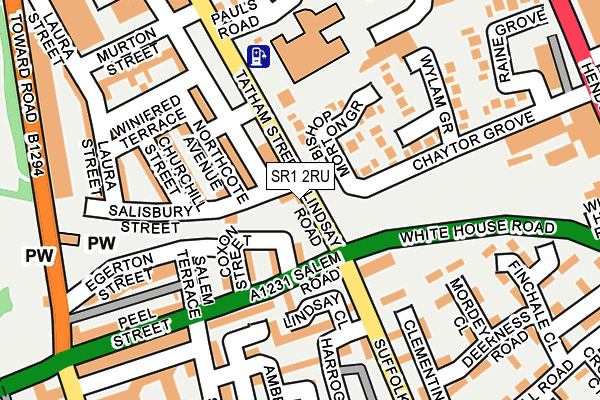 SR1 2RU map - OS OpenMap – Local (Ordnance Survey)