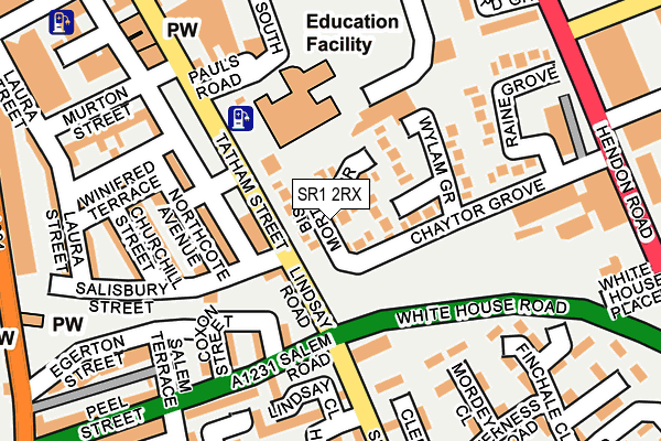 SR1 2RX map - OS OpenMap – Local (Ordnance Survey)