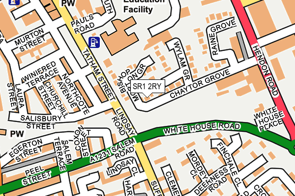 SR1 2RY map - OS OpenMap – Local (Ordnance Survey)