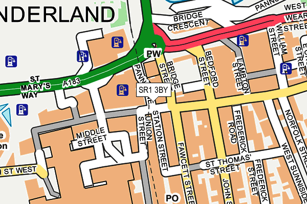 SR1 3BY map - OS OpenMap – Local (Ordnance Survey)