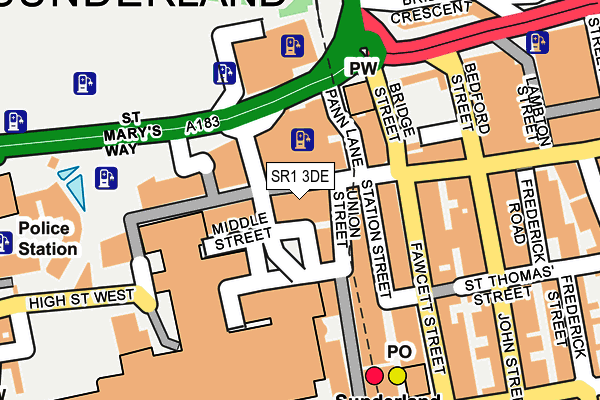 SR1 3DE map - OS OpenMap – Local (Ordnance Survey)