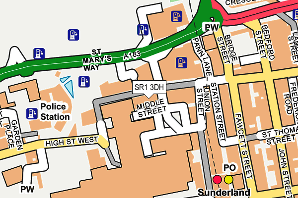 SR1 3DH map - OS OpenMap – Local (Ordnance Survey)