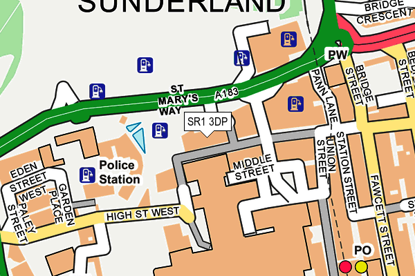 SR1 3DP map - OS OpenMap – Local (Ordnance Survey)