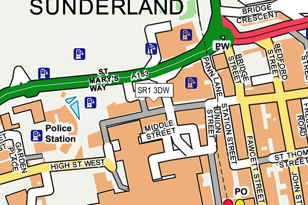 SR1 3DW map - OS OpenMap – Local (Ordnance Survey)