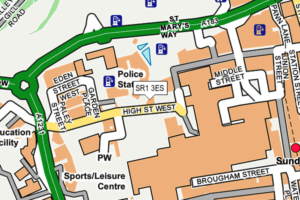 SR1 3ES map - OS OpenMap – Local (Ordnance Survey)