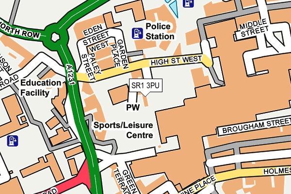 SR1 3PU map - OS OpenMap – Local (Ordnance Survey)