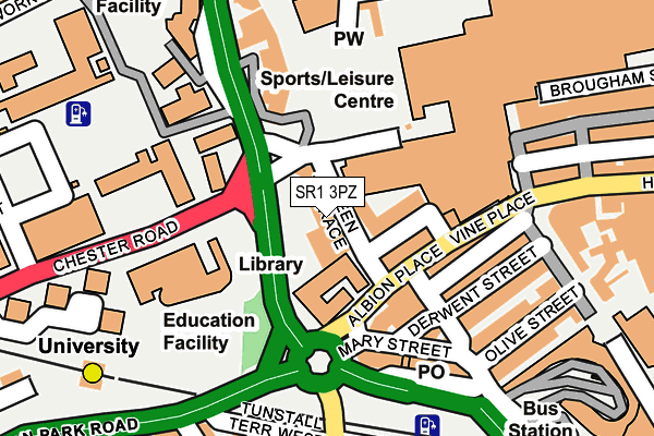 SR1 3PZ map - OS OpenMap – Local (Ordnance Survey)