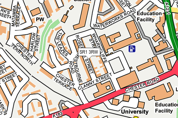 SR1 3RW map - OS OpenMap – Local (Ordnance Survey)