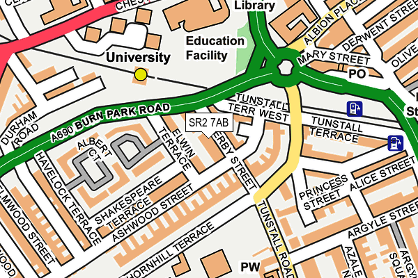 SR2 7AB map - OS OpenMap – Local (Ordnance Survey)