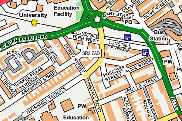 SR2 7AD map - OS OpenMap – Local (Ordnance Survey)