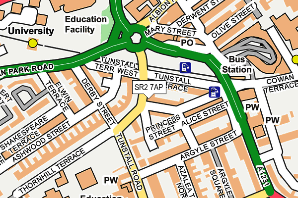 SR2 7AP map - OS OpenMap – Local (Ordnance Survey)