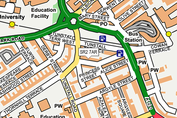 SR2 7AR map - OS OpenMap – Local (Ordnance Survey)