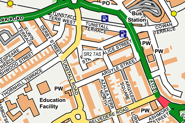 SR2 7AS map - OS OpenMap – Local (Ordnance Survey)