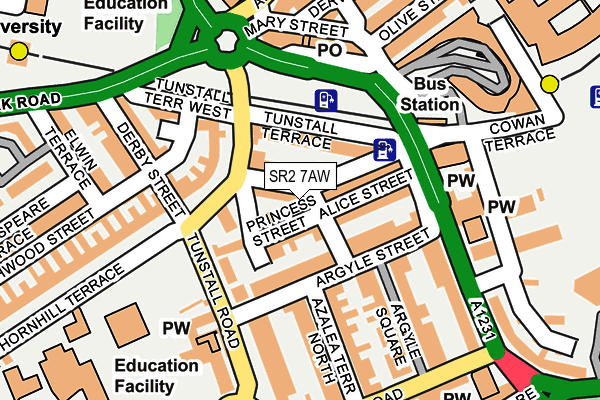 SR2 7AW map - OS OpenMap – Local (Ordnance Survey)