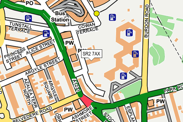 SR2 7AX map - OS OpenMap – Local (Ordnance Survey)