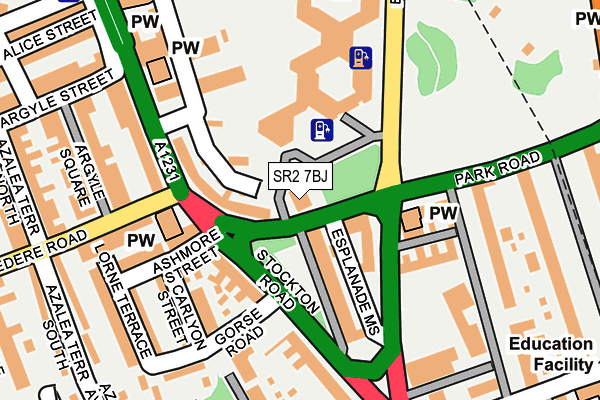 SR2 7BJ map - OS OpenMap – Local (Ordnance Survey)