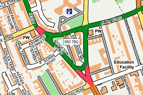 SR2 7BQ map - OS OpenMap – Local (Ordnance Survey)