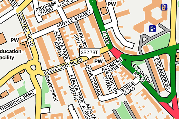 SR2 7BT map - OS OpenMap – Local (Ordnance Survey)